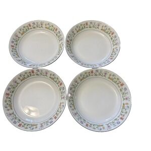 Vintage 1982 Ashley Overseas Eternal Love 8" Rimmed Pasta Bowls Set of 4 Floral